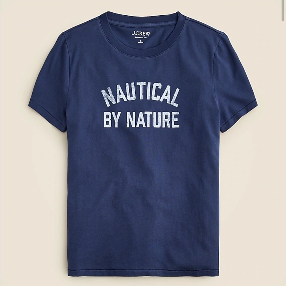 J. Crew Classic-fit "Nautical by Nature" graphic T-shirt, Small, navy, NWT